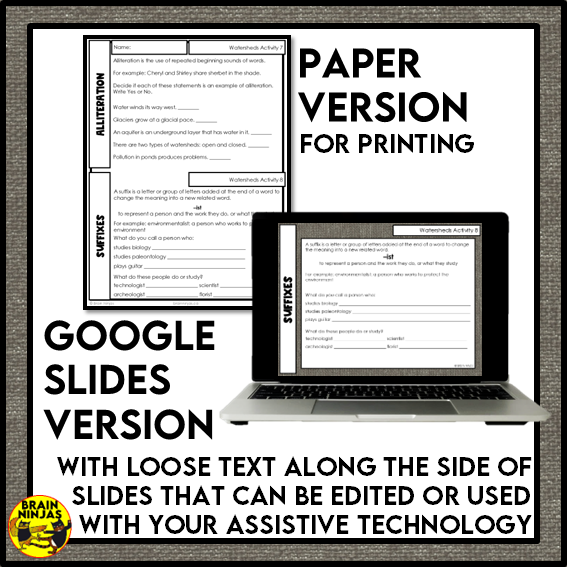 Watersheds Reading Comprehension Activities | Paper and Digital