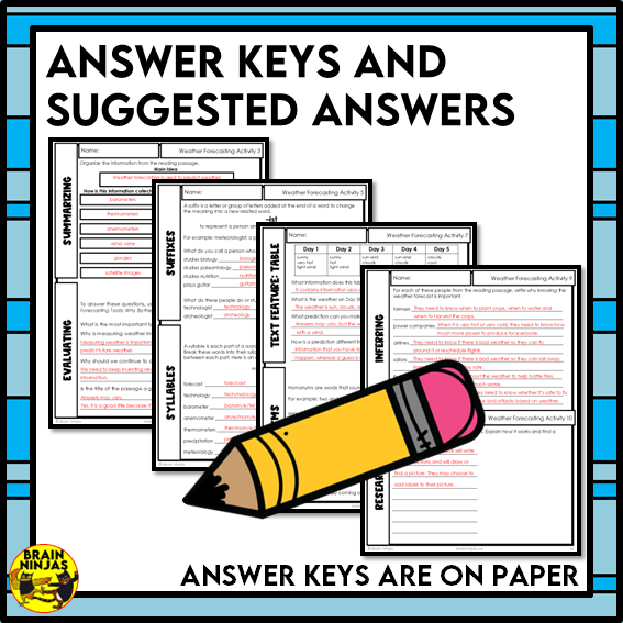 Weather Forecasting Reading Comprehension Activities | Paper and Digital