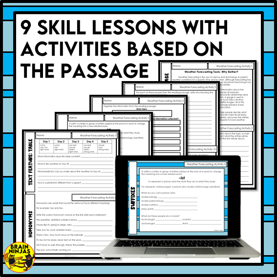 Weather Forecasting Reading Comprehension Activities | Paper and Digital