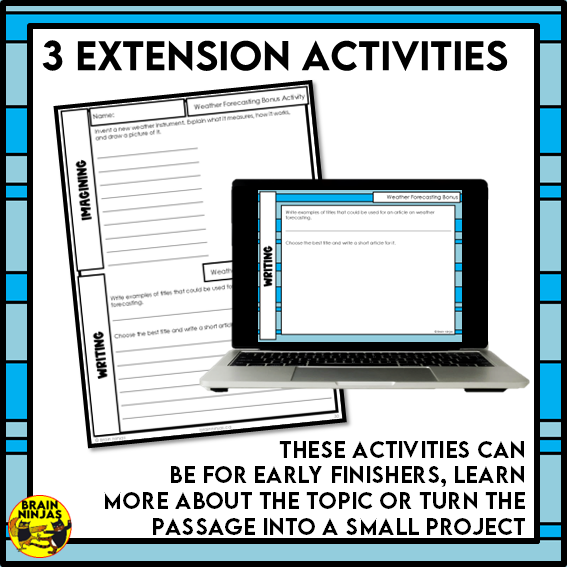 Weather Forecasting Reading Comprehension Activities | Paper and Digital