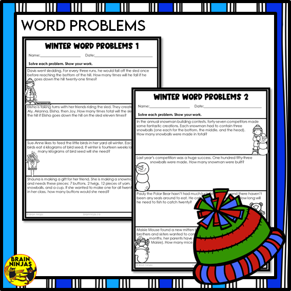 Winter Math Worksheets Numbers to 10 000 | Paper