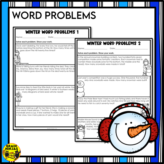 Winter Math Worksheets Numbers to 1 000 000 | Paper