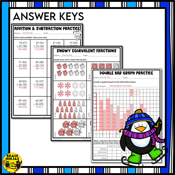 Winter Math Worksheets Numbers to 1 000 000 | Paper