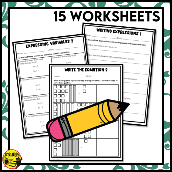 Writing Expressions and Equations With Variables Math Worksheets | Paper | Grade 4