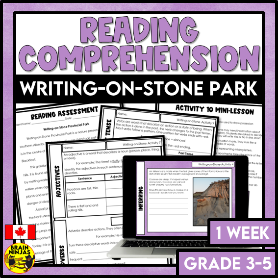 Writing-on-Stone Provincial Park Reading Comprehension Activities | Paper and Digital