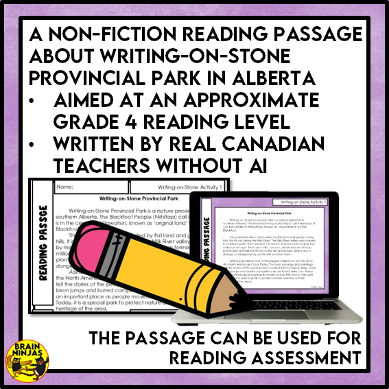 Writing-on-Stone Provincial Park Reading Comprehension Activities | Paper and Digital