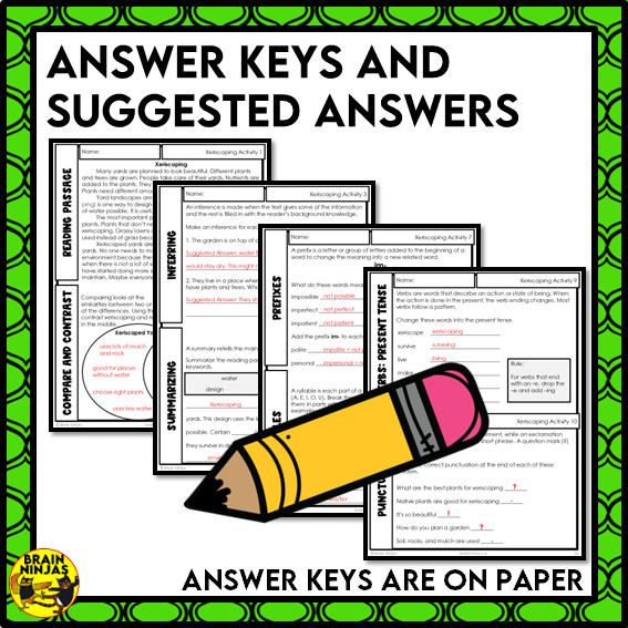 Xeriscaping Reading Comprehension Activities | Paper and Digital