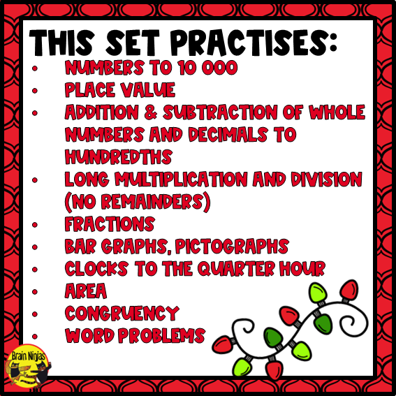 Christmas Math Worksheets | Numbers to 10 000 | Paper