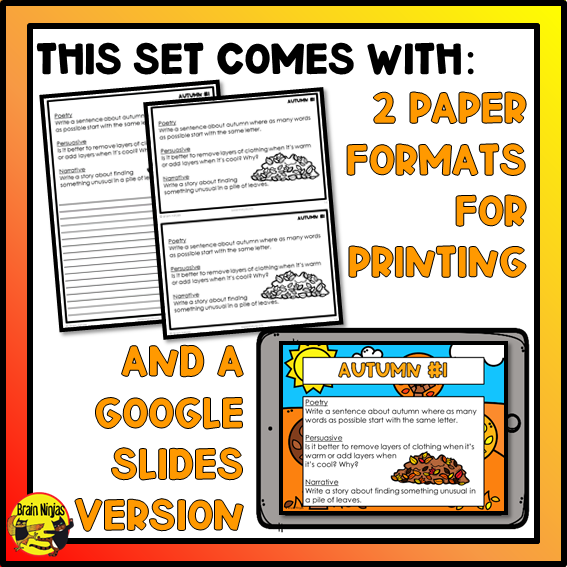 Autumn Writing Prompts | Paper and Digital