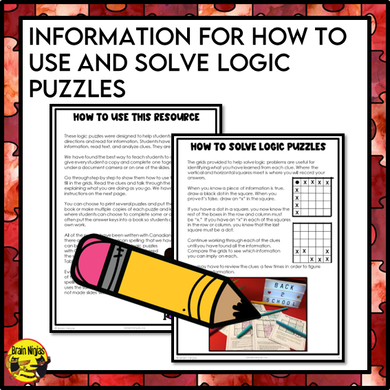 Back to School Logic Puzzles | Paper and Digital