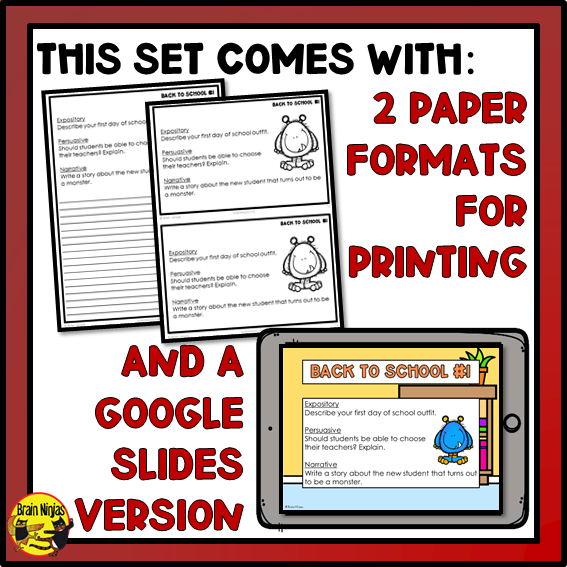 Back to School Writing Prompts | Paper and Digital