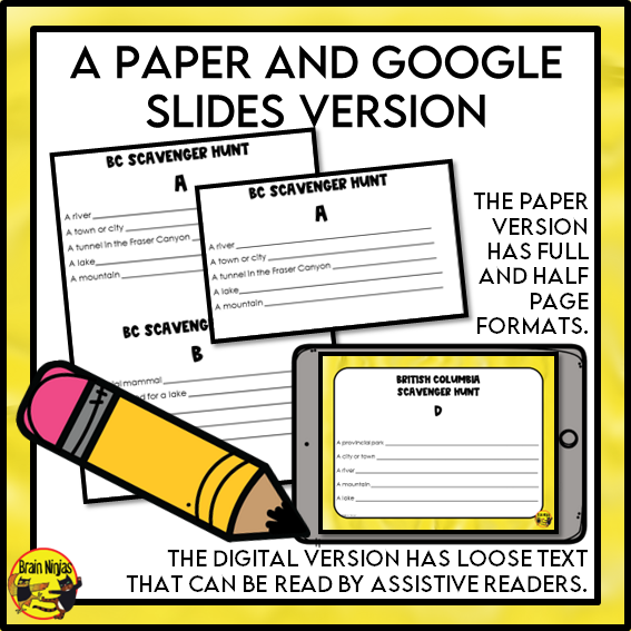 British Columbia Geography Scavenger Hunt | Paper and Digital