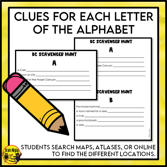 British Columbia Geography Scavenger Hunt | Paper and Digital