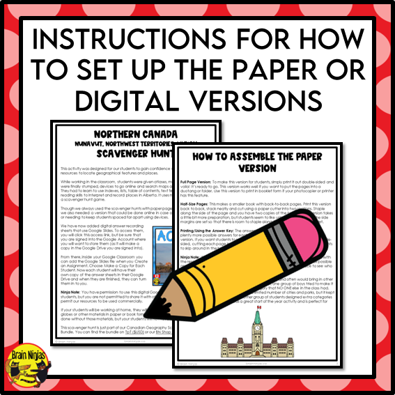 Canadian Geography Scavenger Hunt Bundle | Paper and Digital