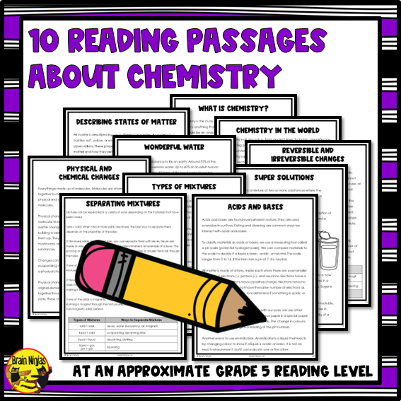 Chemistry Reading Passages | Paper and Digital