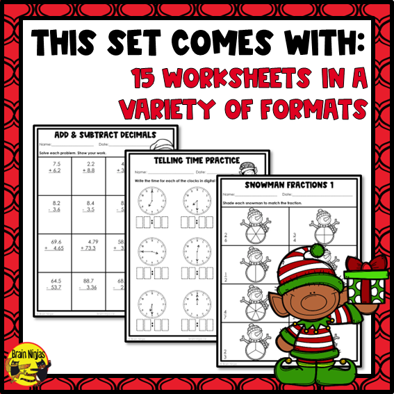 Christmas Math Worksheets | Numbers to 10 000 | Paper