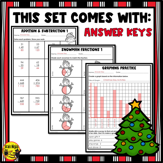 Christmas Math Worksheets | Numbers to 1000 | Paper