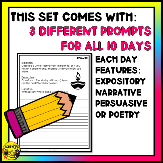 Diwali Writing Prompts | Paper and Digital