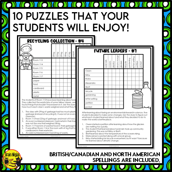 Earth Day Logic Puzzles | Paper and Digital