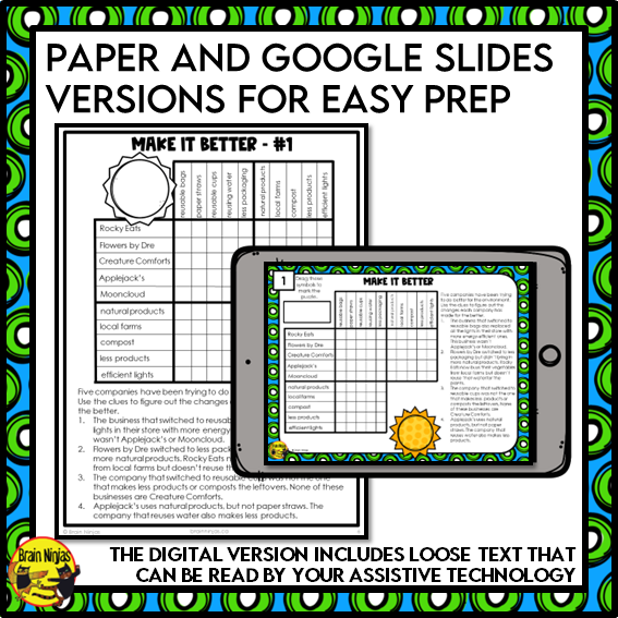 Earth Day Logic Puzzles | Paper and Digital
