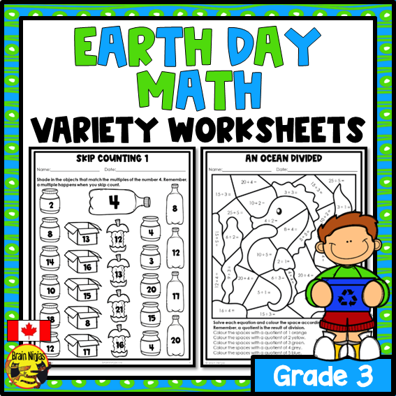 Earth Day Math Worksheets | Numbers to 1000 | Paper