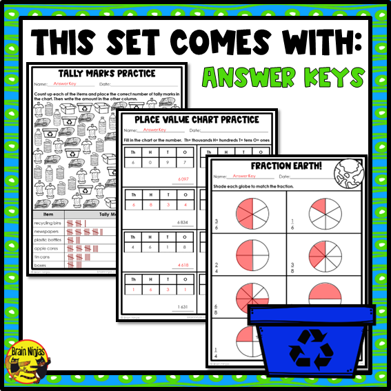 Earth Day Math Worksheets | Numbers to 1000 | Paper