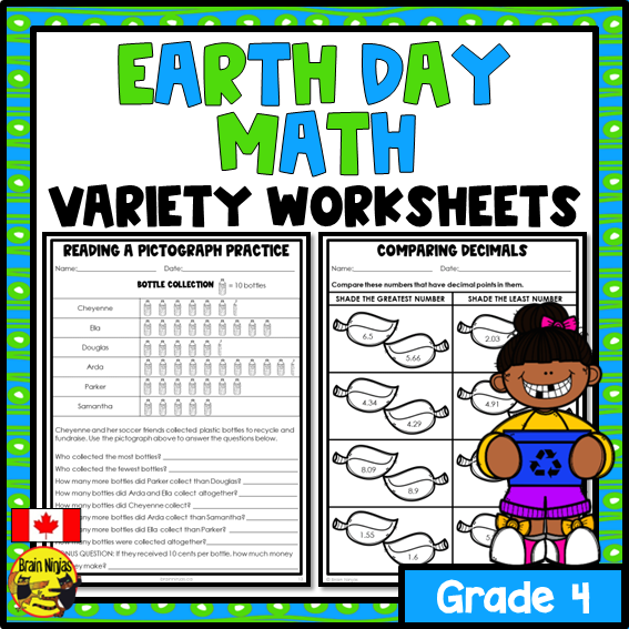 Earth Day Math Worksheets | Numbers to 10 000 | Paper