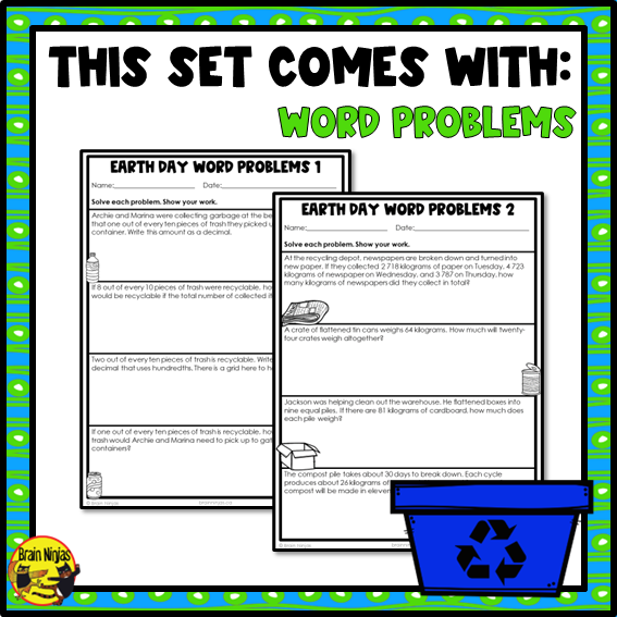 Earth Day Math Worksheets | Numbers to 1 000 000 | Paper