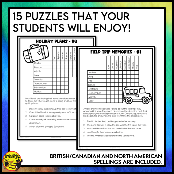 End of the Year Logic Puzzles | Paper and Digital