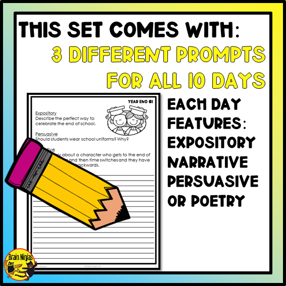 End of the Year Writing Prompts | Paper and Digital