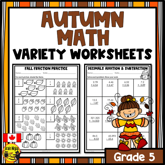Fall Math Worksheets | Numbers to 1 000 000 | Paper | Grade 5