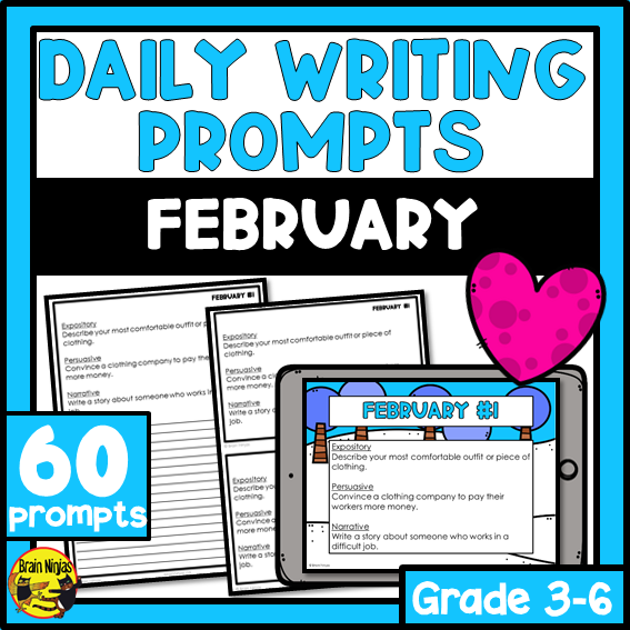 February Monthly Writing Prompts | Paper and Digital