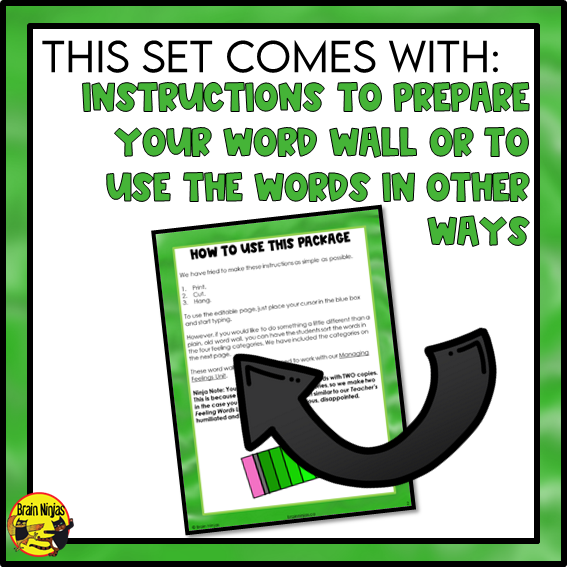 Managing Feelings Word Wall Words | Health and Wellness Materials | Paper