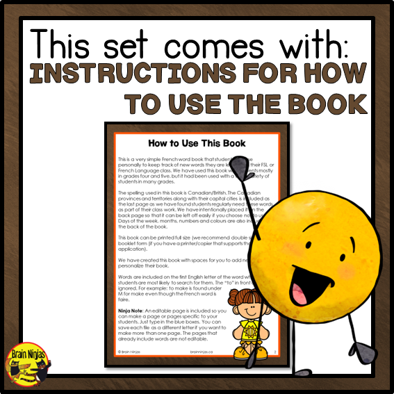 Personal Word Wall Book and Dictionary | French | Paper and Digital