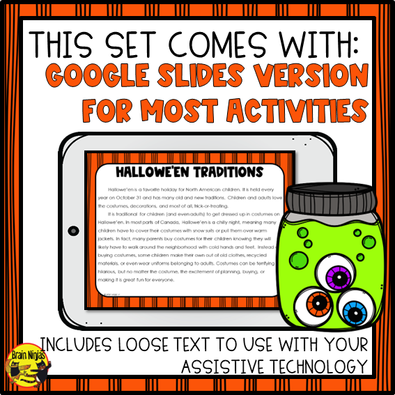 Halloween Reading, Writing and Puzzle Activities | Paper and Digital