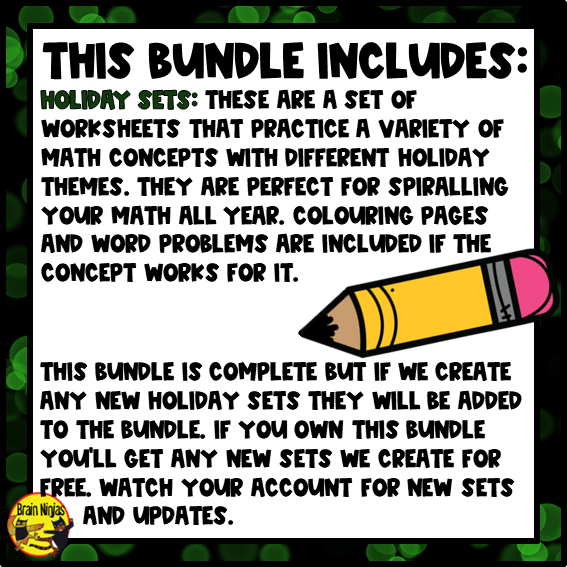 Holiday Math Worksheets Bundle | Numbers to 10 000 | Paper