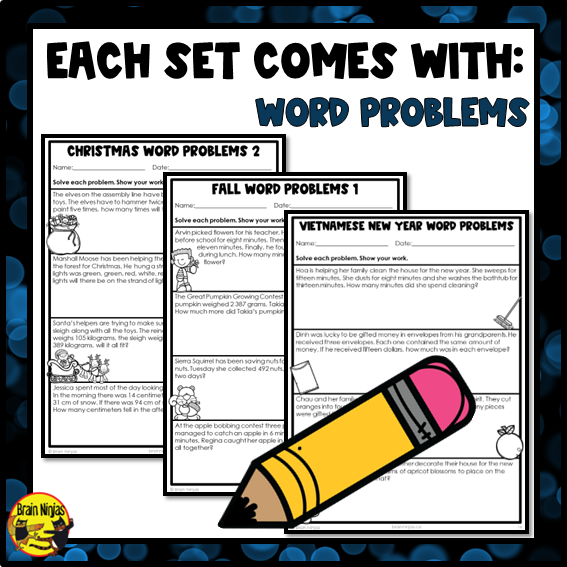 Holiday Math Worksheets Bundle | Numbers to 1000 | Paper