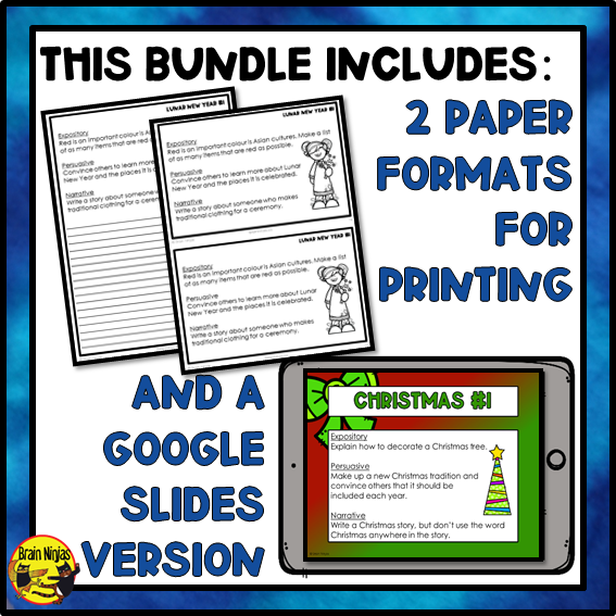 Daily Writing Prompts Holiday Bundle | Paper and Digital