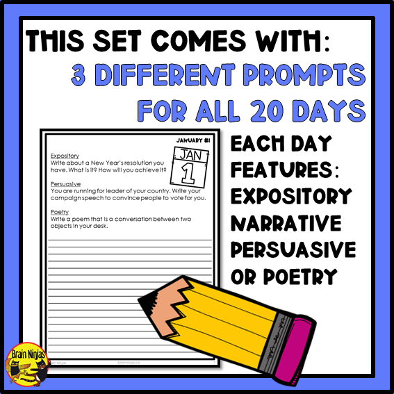 January Monthly Writing Prompts | Paper and Digital