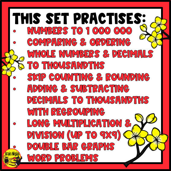 Lunar New Year Math Worksheets | Numbers to 1 000 000 | Paper