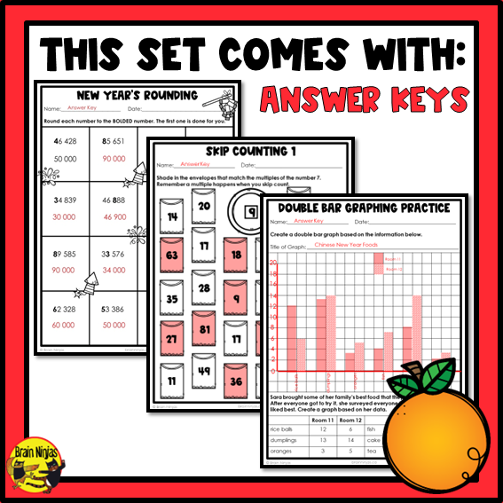 Lunar New Year Math Worksheets | Numbers to 1 000 000 | Paper