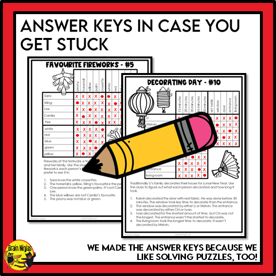 Lunar New Year Logic Puzzles | Paper and Digital