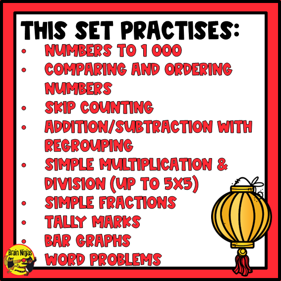 Lunar New Year Math Worksheets | Numbers to 1000 | Paper