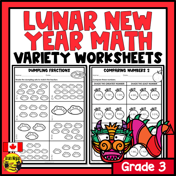 Lunar New Year Math Worksheets | Numbers to 1000 | Paper