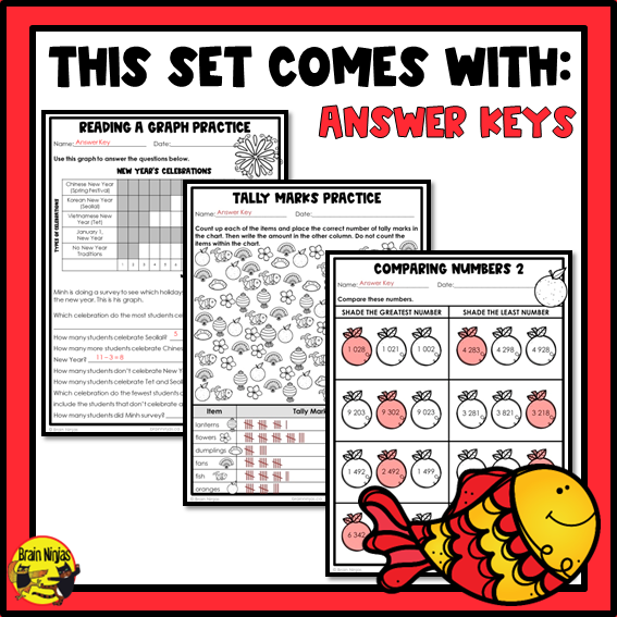 Lunar New Year Math Worksheets | Numbers to 1000 | Paper