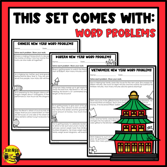 Lunar New Year Math Worksheets | Numbers to 1000 | Paper