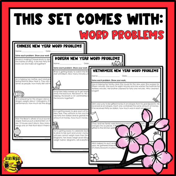 Lunar New Year Math Worksheets | Numbers to 10 000 | Paper