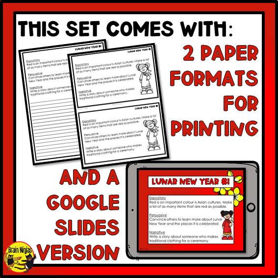 Lunar New Year Writing Prompts | Paper and Digital