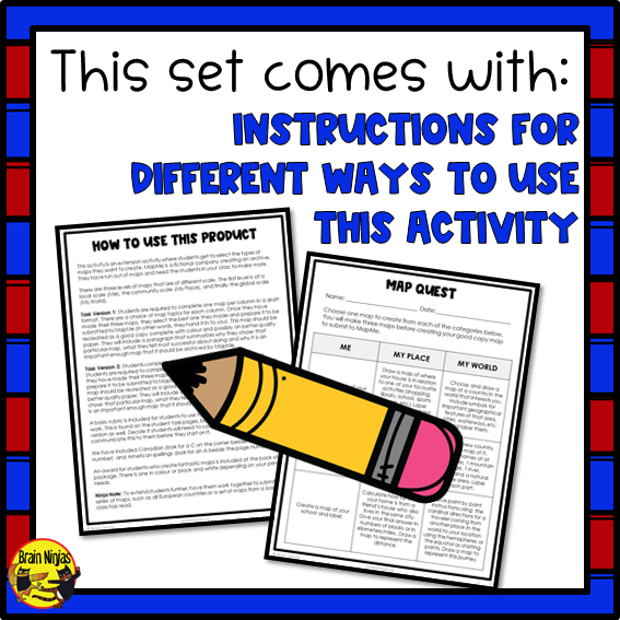 Map Quest | Map Skills Activity | Paper