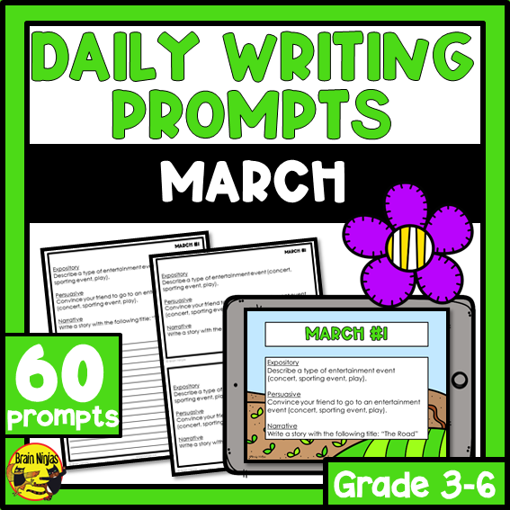 March Monthly Writing Prompts | Paper and Digital